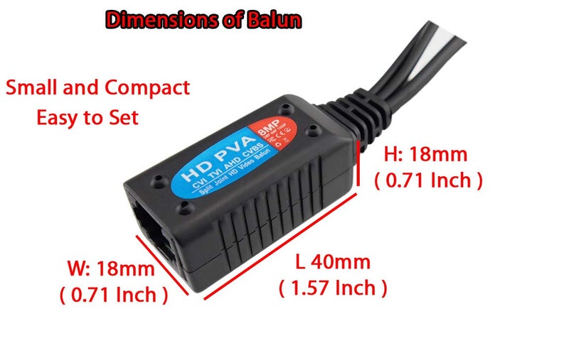Evertech 8 Megapixel HD Video Balun Transceiver CCTV via UTP Cable Passive Video Power and Audio/Data Connector RJ45 Cat5 Cat6 Data Transmitter 8MP (4 Pairs) - Image 5